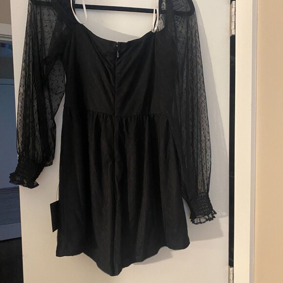 Flirty Fashionista Black Mesh Bustier Long Sleeve Romper Size LARGE (L) - Picture 5 of 6